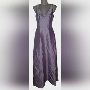 NWT David’s Bridal Sz 2 Iris Lavender Long Maxi Mikado Tank Preppy Formal Dress